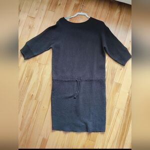 Quilted Drop Waist Black Crane Dress